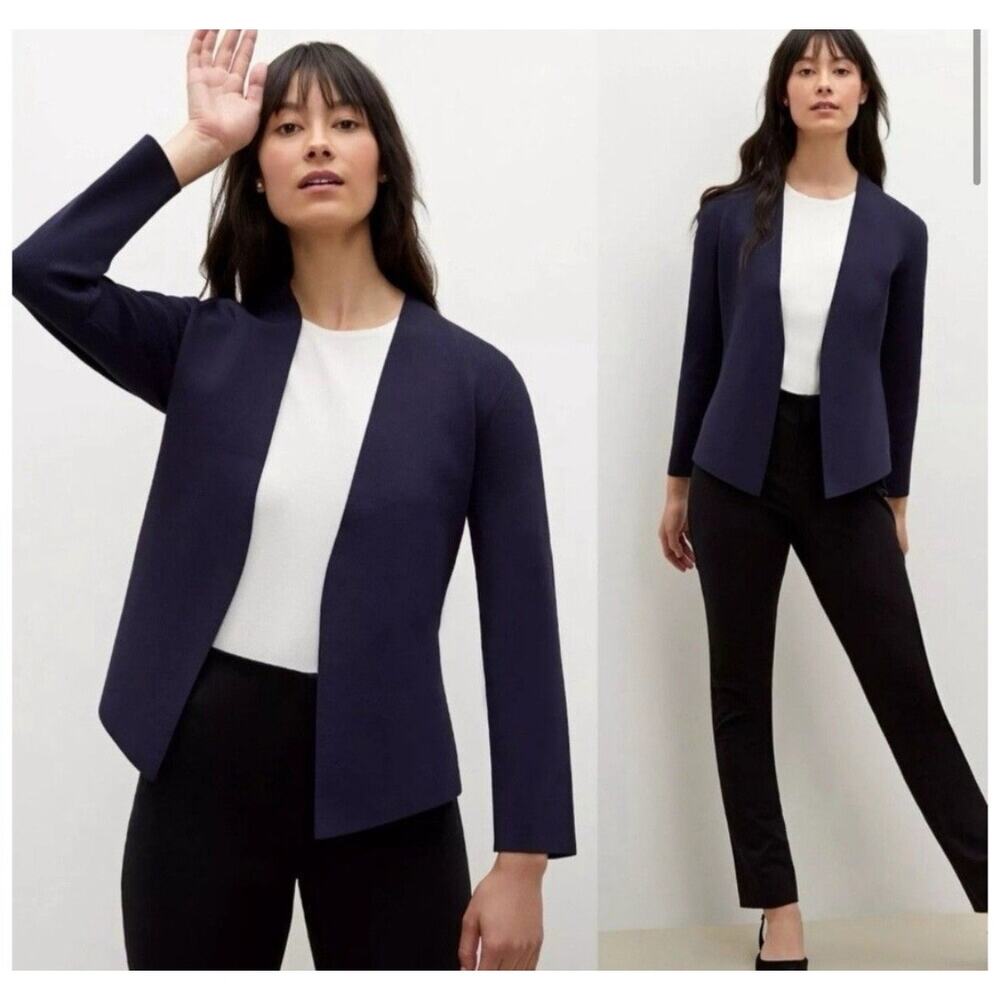 MM Lafleur The Woolf Navy Ponte Knit Open Blazer Cardigan